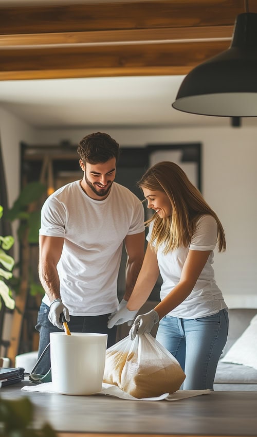 couple cleans their kitchen together, feeling cleaning motivation now that they know how to clean their home like a pro