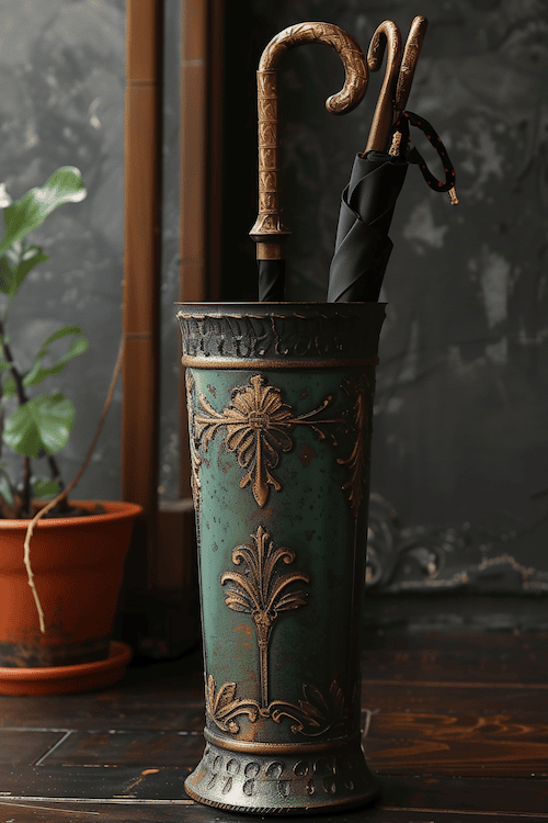 ornate antique umbrella holder entryway decor ideas