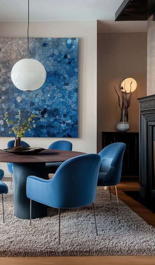 elegant blue dining room modern apartment