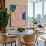 high-rise condo decorating with bright colors examples