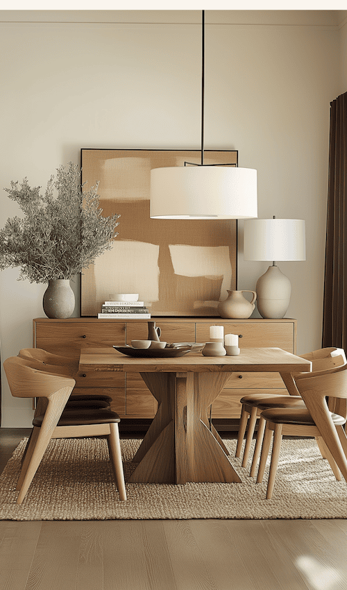 dining room with jute rug under dining table