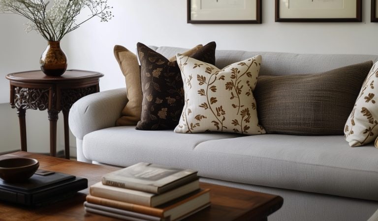 pillows on a grey sofa Unique and Useful Gifts for Interior Design Lovers