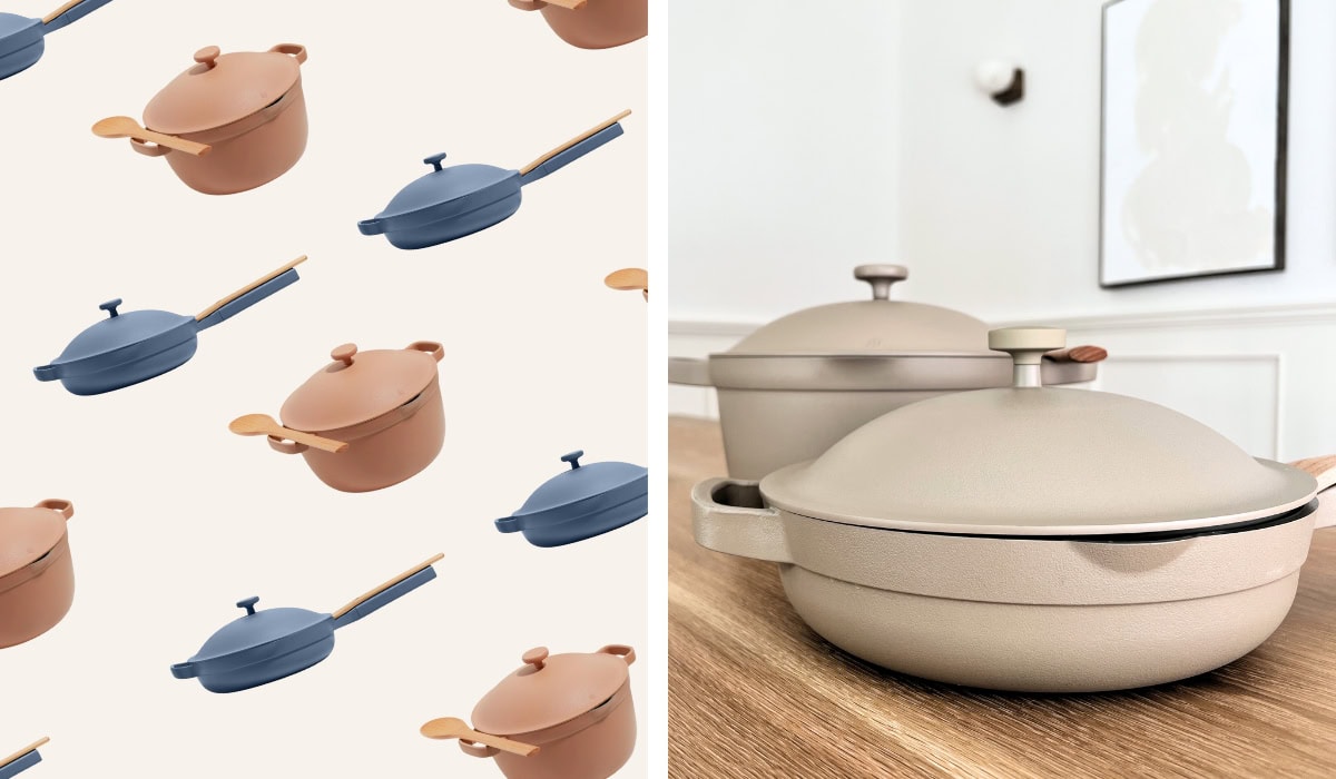 collage showing a variety of Sustainable PFOA-Free Cookware Brands to Avoid Forever Chemicals