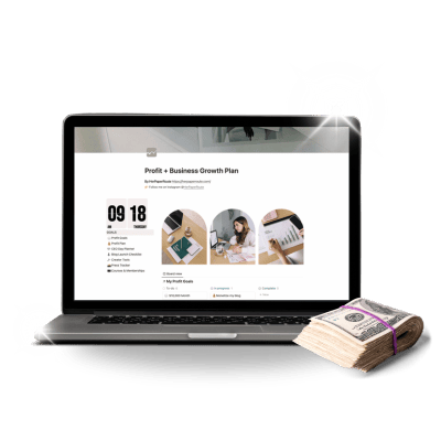 Ultimate profit and business glow up planner - detail of what it looks like inside the planner