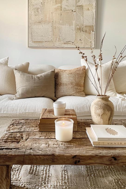 Cozy living room organic modern style decor