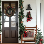 Christmas garland strung around front door