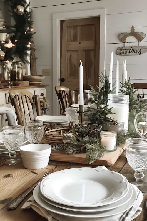 Modern Farmhouse Christmas Dinner Table Decor