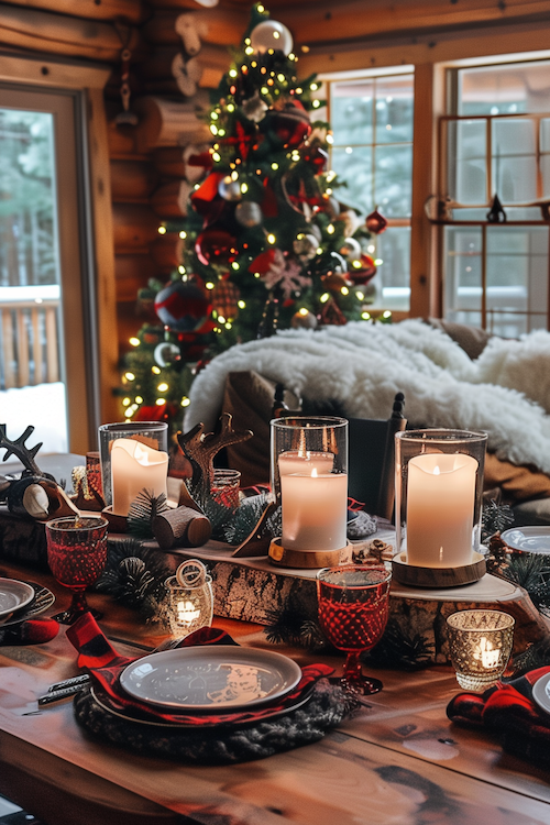Cozy Cabin Christmas Dining Decor ideas