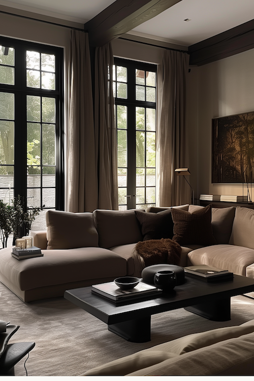 example of living room quiet luxury style designed by Chelsea Clarke