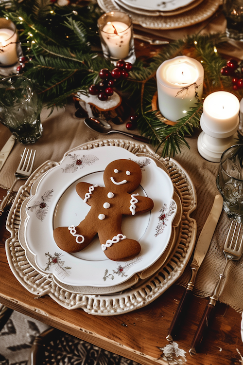 Adorable and fun gingerbread Christmas table setting ideas
