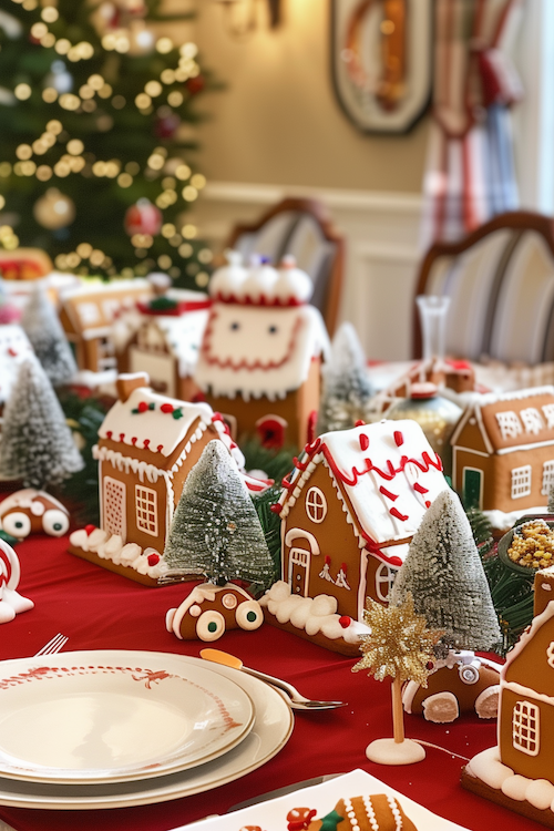 Gingerbread Houses Christmas Dinner Table