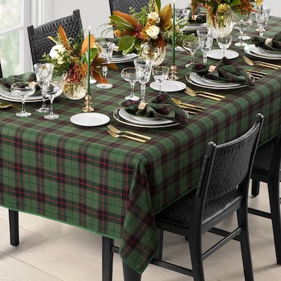 green tartan tablecloth christmas table settings scottish