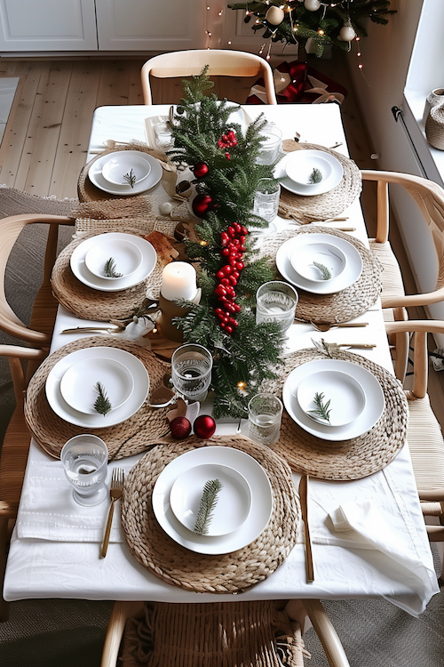 Minimalist Christmas dinner table decor