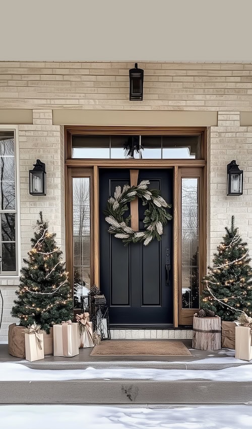 christams porch ideas using pine trees