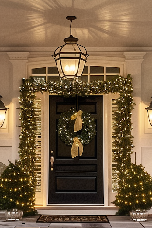 Gold Reindeer Wreath: Christmas Front Porch Decor