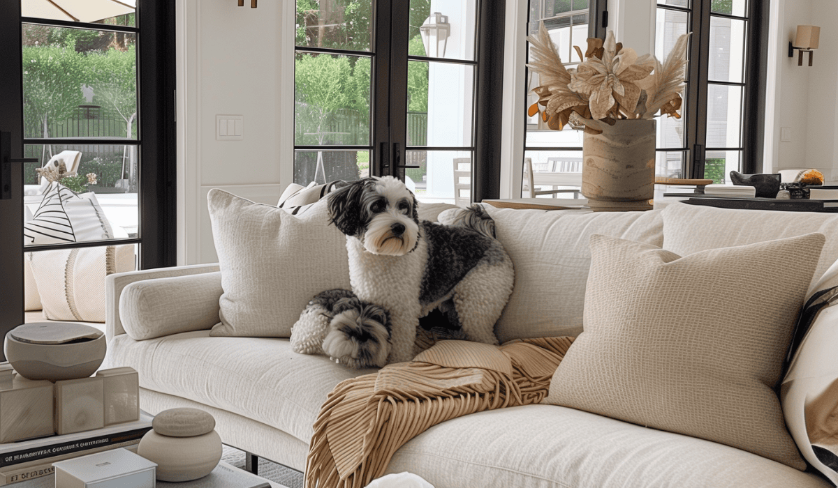 two dogs sit on one of the Best Kid and Pet-Friendly Sofas