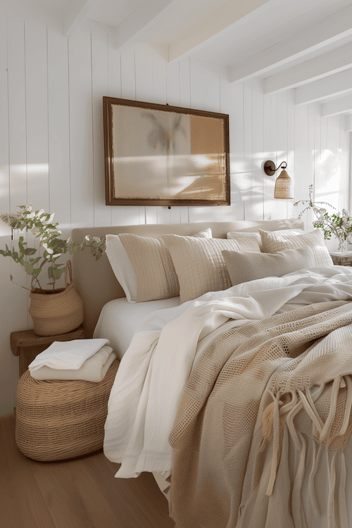 beautiful bedroom decorated in coastal style