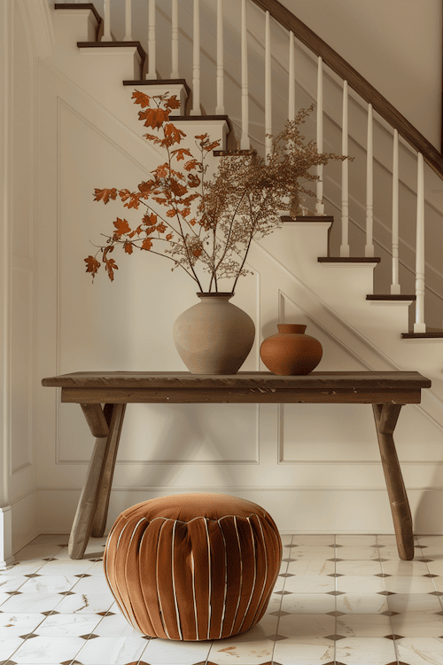 example of cozy fall decorating foyer ideas