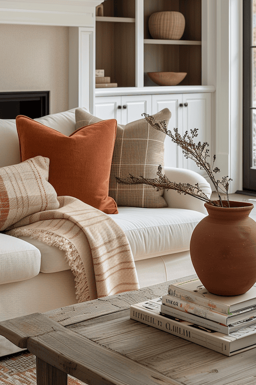 pillows and throw blankets cozy fall decorating ideas living room