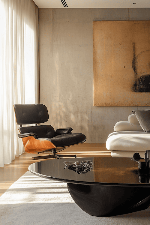 MCM eames lounge chair in mid century modern home