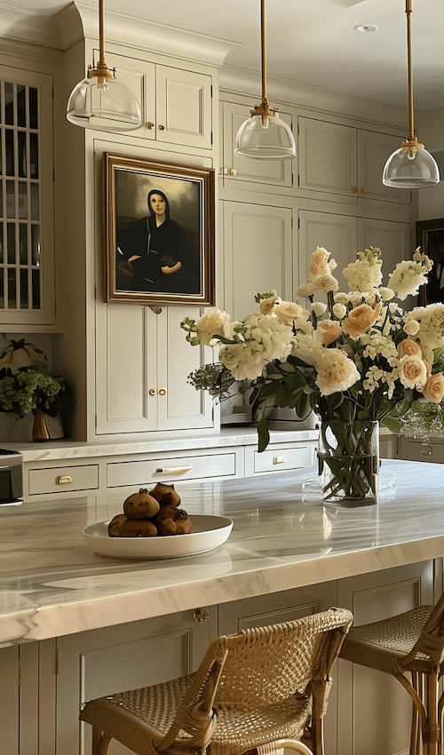 vintage art on wall how to get the modern french country kitchen look