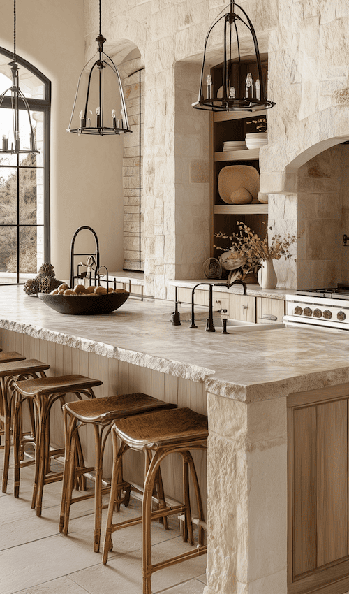 island furniture in modern french country kitchen