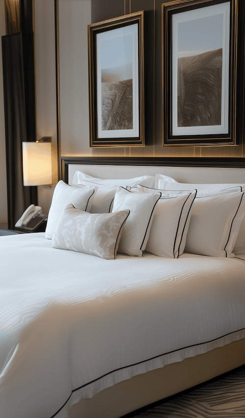 luxury bedding in dorm room creates posh hotel vibe