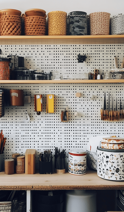 peg board organization for small space decor tips