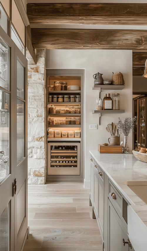 a modern french country kitchen gets grand pantry update