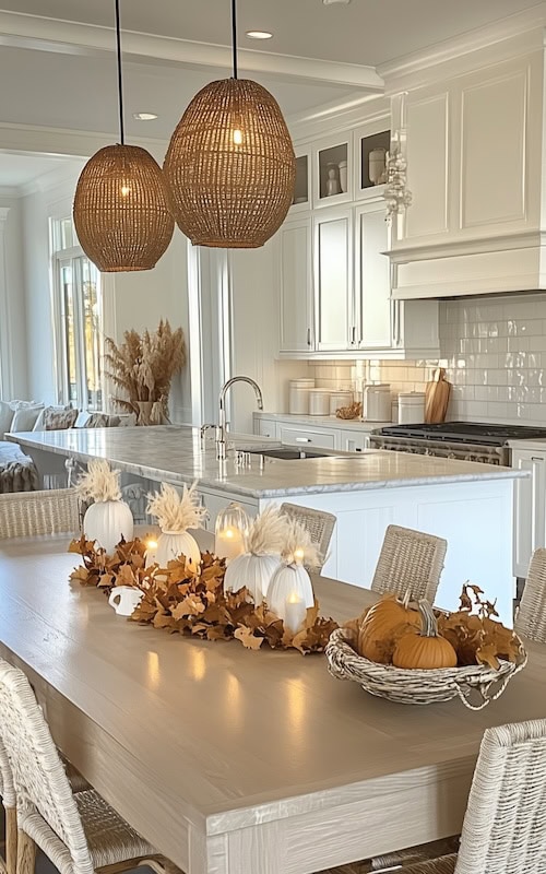 fall centrepiece in kitchen