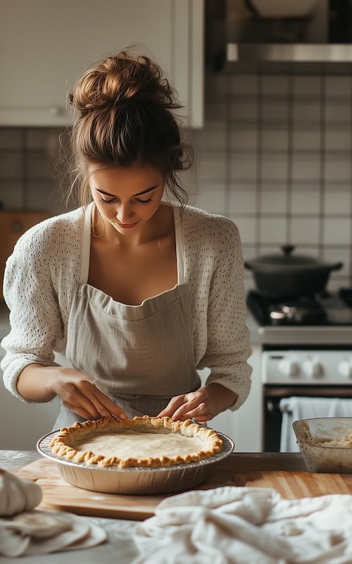 woman bakes a pie just one fun thingto do in november