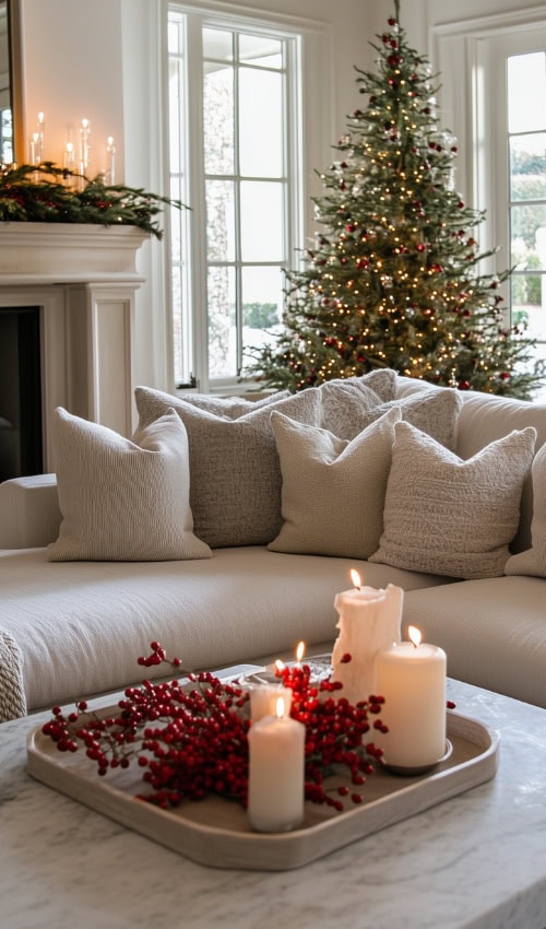 Cozy french country Christmas living room