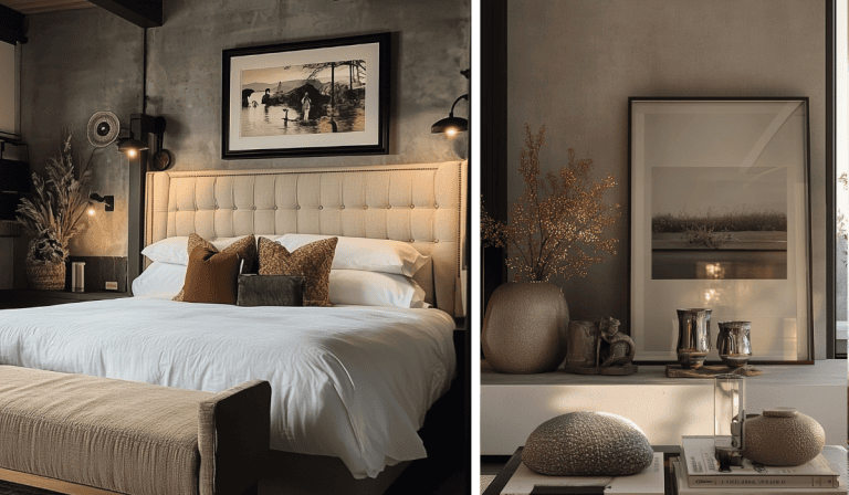 examples of different modern dark and moody bedrooms styled perfectly for Fall aesthetic