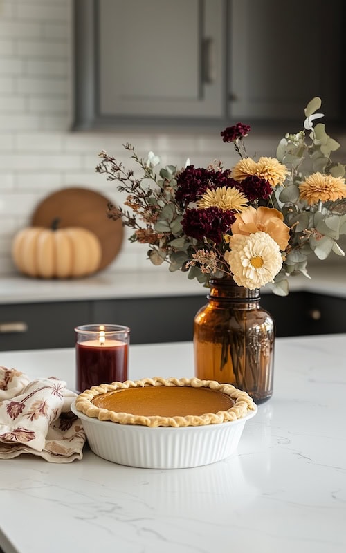 beautiful fall decor in a kitchen