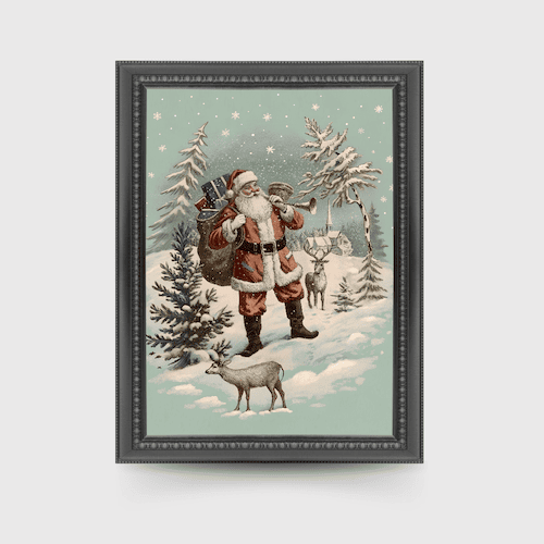 french country christmas art print santa vintage christmas