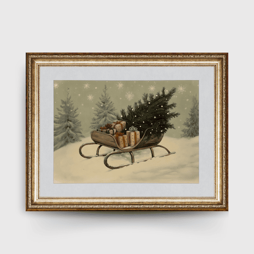 french country christmas art sleigh art