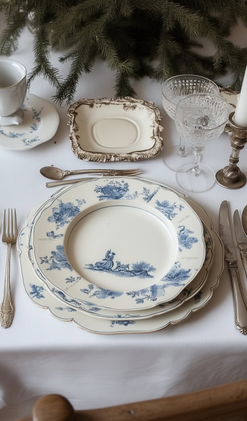 beautiful vintage french country christmas table setting