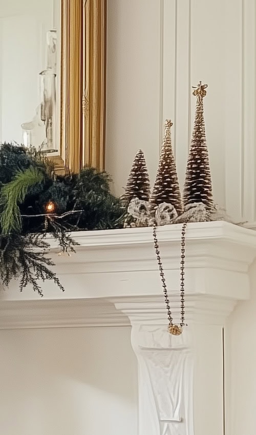 mantel decorated in french country christmas style