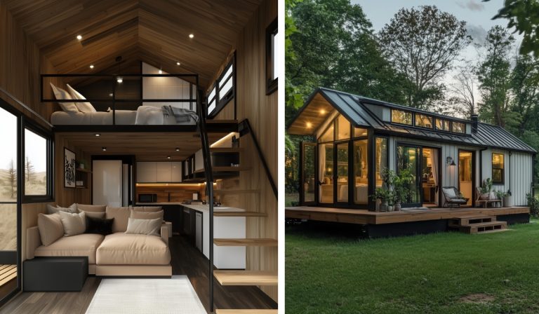 interior and exterior of luxury tiny homes