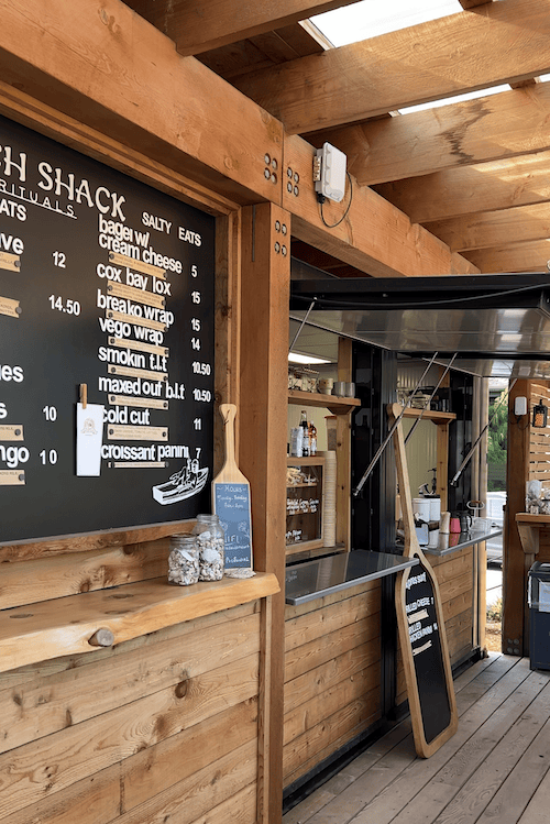 close up of the beach shack menu tofino