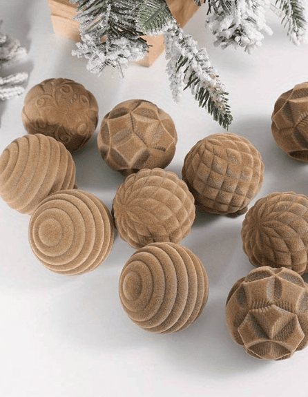 velvet beige brown christmas decorations