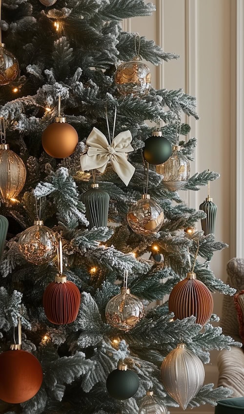 orange and maroon velvet christmas tree decorations