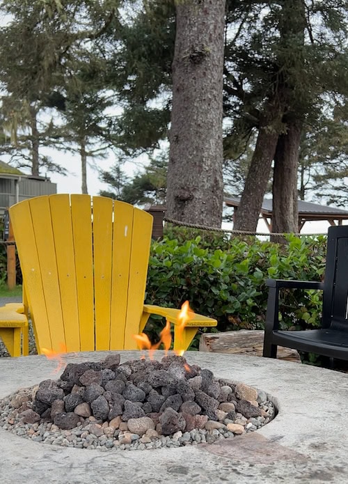 sitting at the fireside grill at pacific sands resort tofino