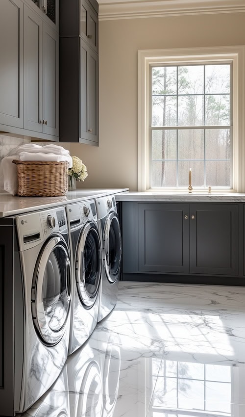 marble floors laundry room layout ideas