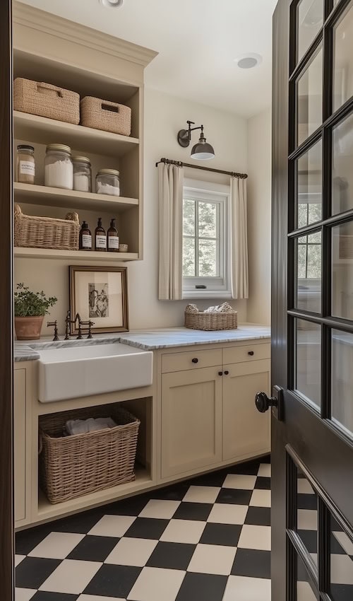 amazing laundry room remodel ideas checkered floors