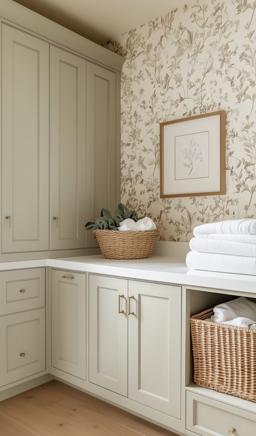 wallpaper in laundry room ideas