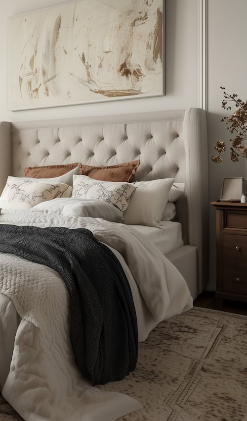 mixing modern with antique gives this bedroom character