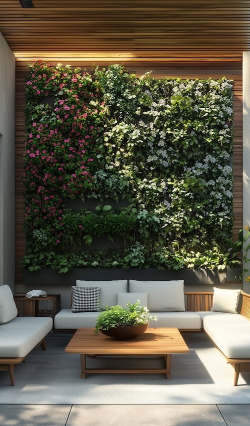 vertical garden on a Backyard Patio