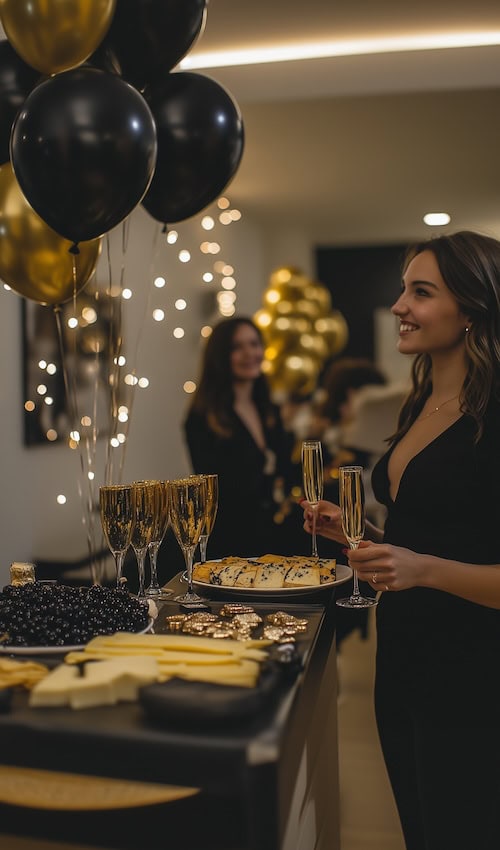 party guest admires the decor at new years eve party