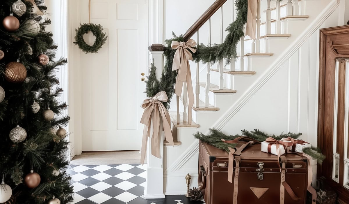 Stunning Garland on Staircase Christmas Decor Ideas in character home